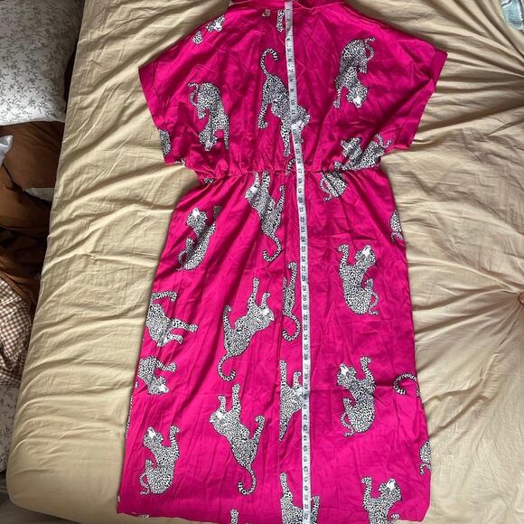 Hot Pink Leopard Collared Maxi Dress, Size 3XL - Picture 4 of 6